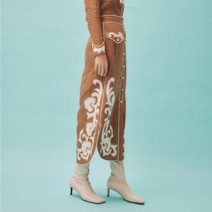 Alemais Brown and Cream Midi Skirt